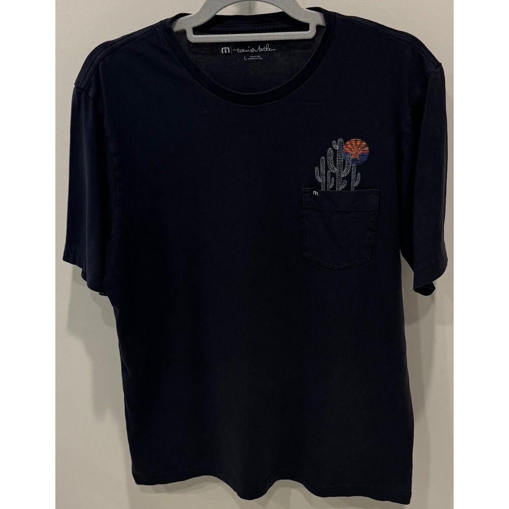 Travis Mathew Pocket T-Shirt - Arizona Cactus Logo - Men's Size Large - Black
